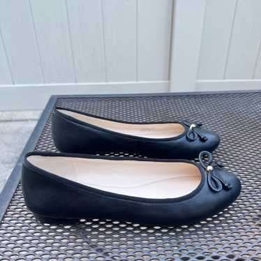Black leather bow Cole Haan ballet Flats