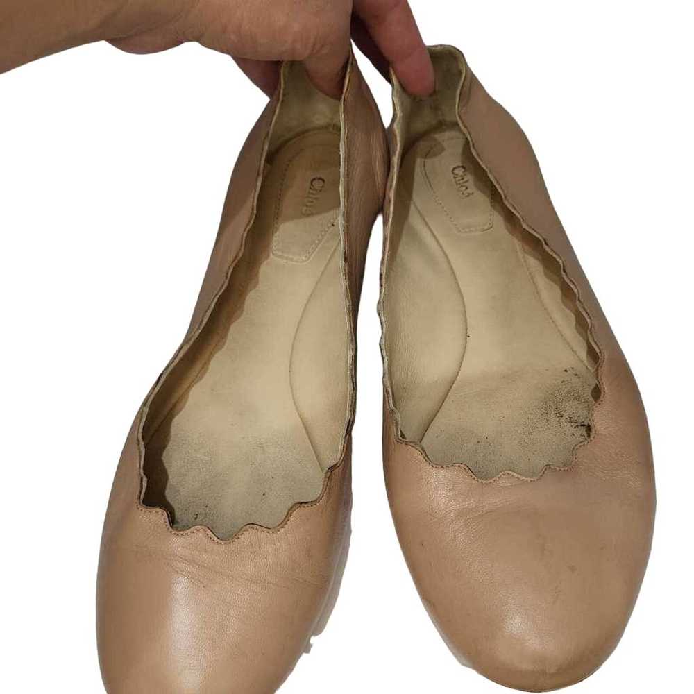 Chloe Womens Ballet Flats Shoes Beige Leather Sli… - image 2