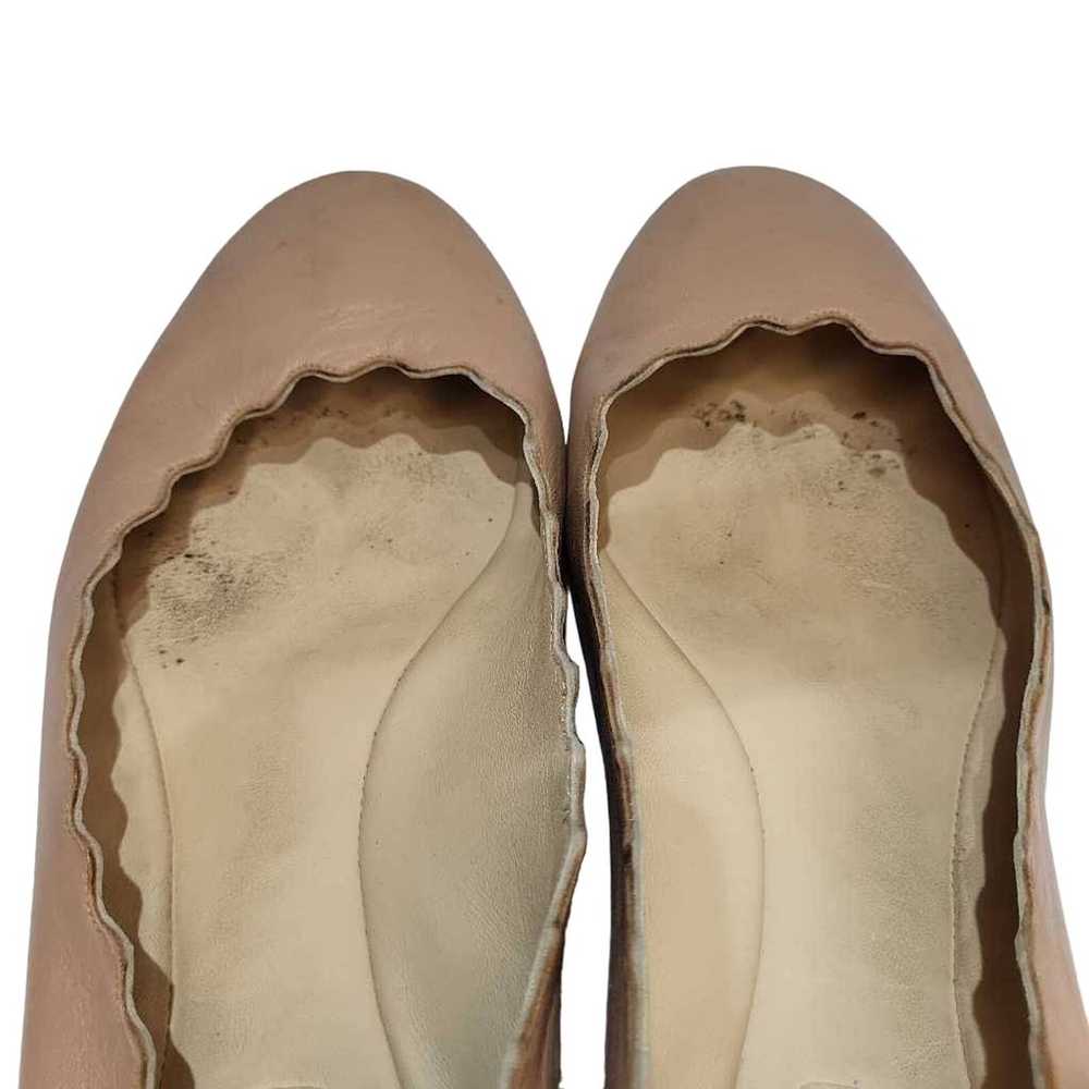 Chloe Womens Ballet Flats Shoes Beige Leather Sli… - image 9