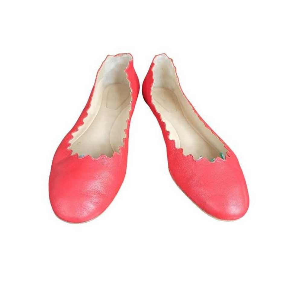 Chloe Womens Lauren Ballet Flat Shoes Red Leather… - image 1