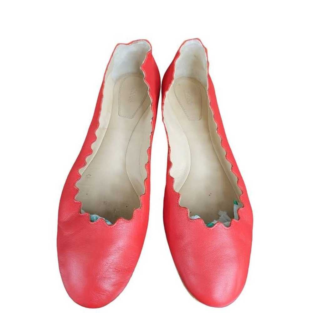 Chloe Womens Lauren Ballet Flat Shoes Red Leather… - image 3