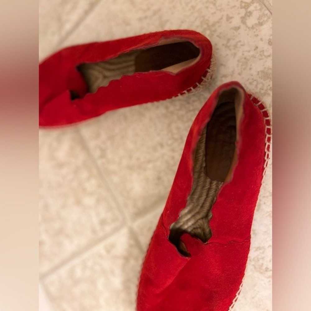 Chloe Scalloped Espadrille Flats Red Leather Sued… - image 10