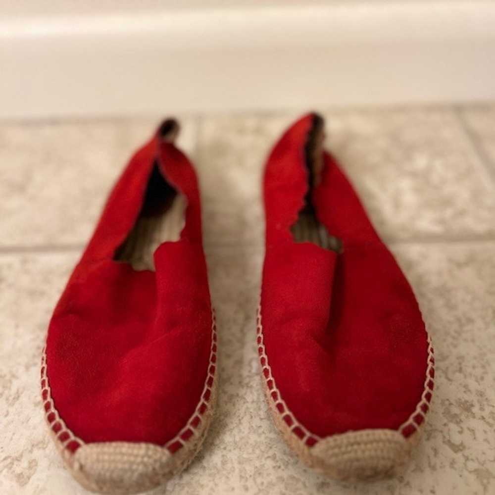 Chloe Scalloped Espadrille Flats Red Leather Sued… - image 6