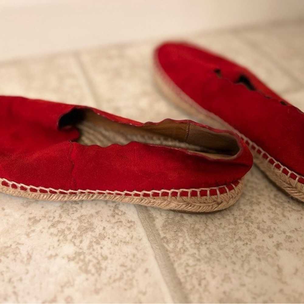 Chloe Scalloped Espadrille Flats Red Leather Sued… - image 8