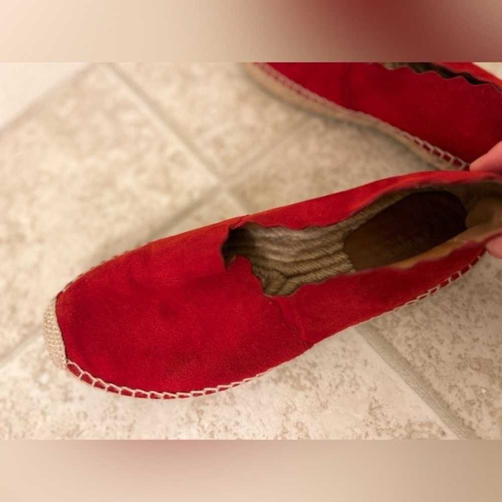 Chloe Scalloped Espadrille Flats Red Leather Sued… - image 9