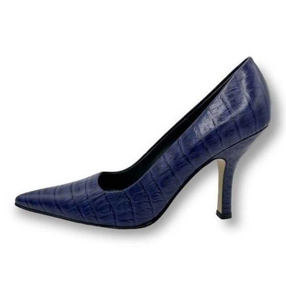 SAM & LIBBY Croc Embossed Purple Leather Pointed-… - image 2