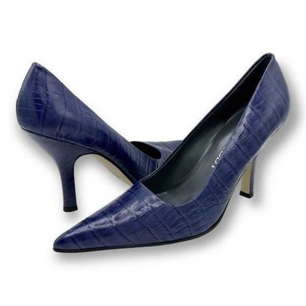 SAM & LIBBY Croc Embossed Purple Leather Pointed-… - image 3