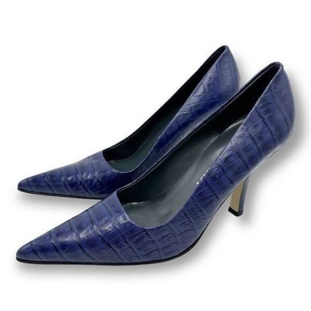 SAM & LIBBY Croc Embossed Purple Leather Pointed-… - image 4