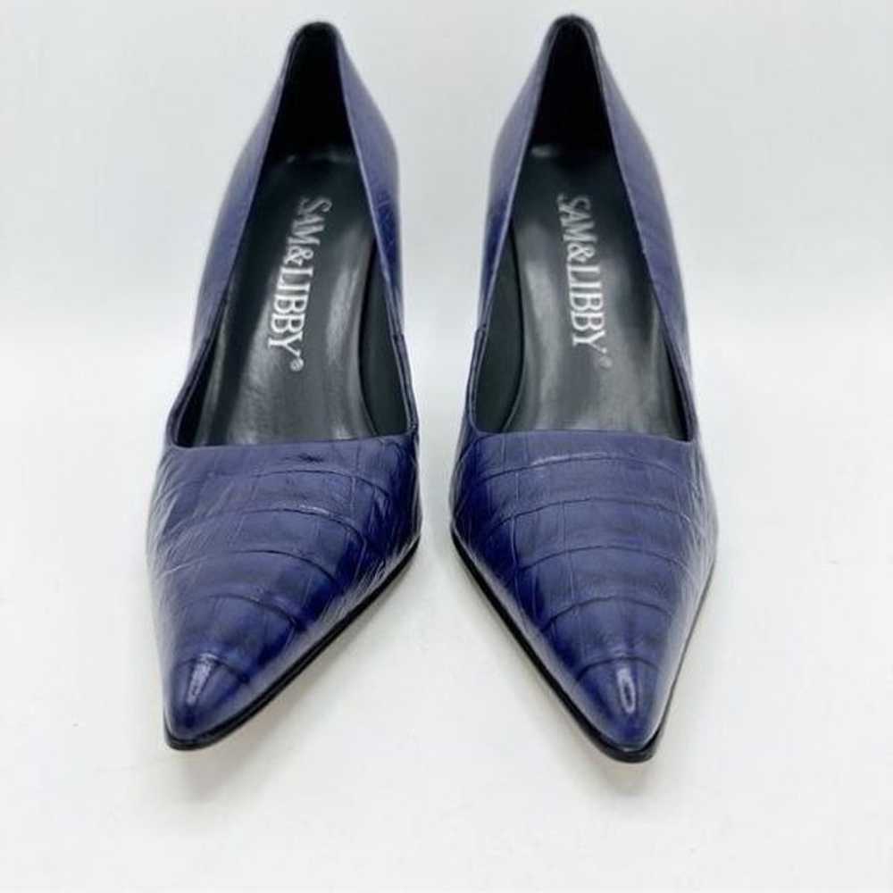 SAM & LIBBY Croc Embossed Purple Leather Pointed-… - image 5