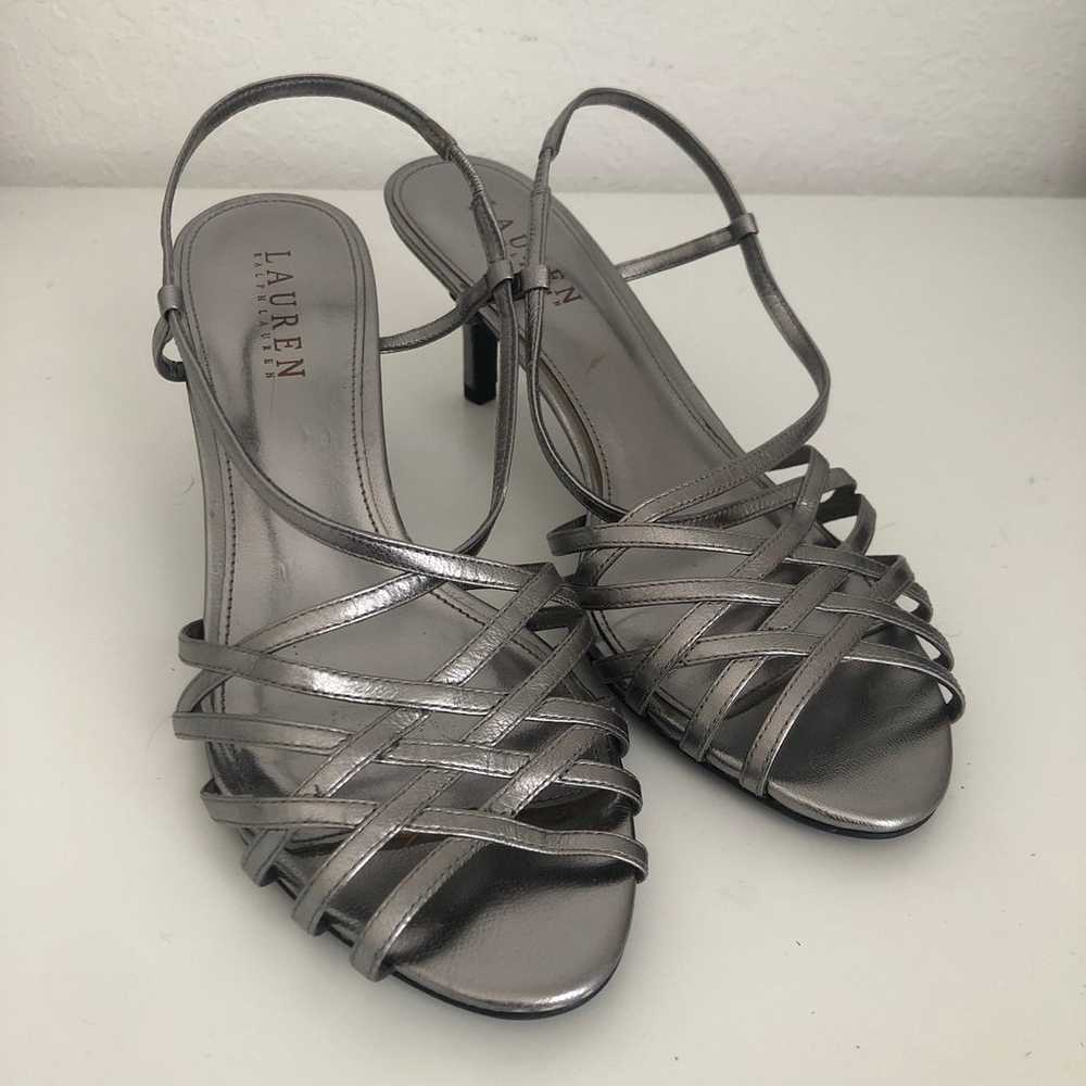 Ralph Lauren Silver Strappy Heels - image 1