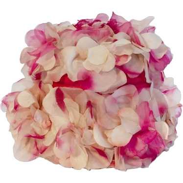 1950s Pink Floral Hat, Size 22 - image 1