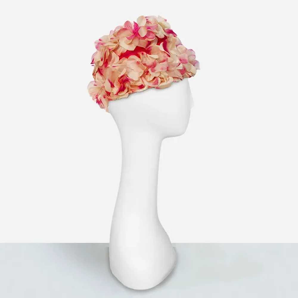 1950s Pink Floral Hat, Size 22 - image 5