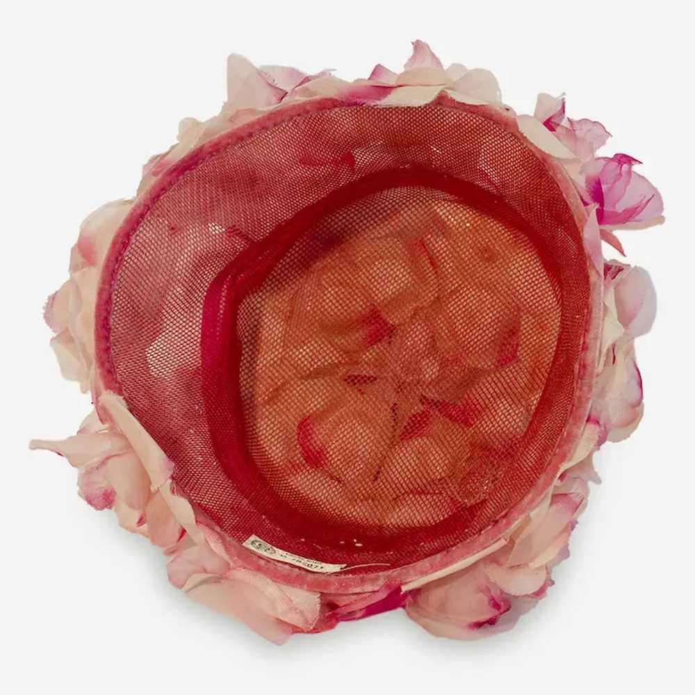 1950s Pink Floral Hat, Size 22 - image 6