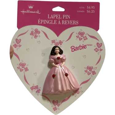 Hallmark Barbie Pink Gown Lapel Pin on Card