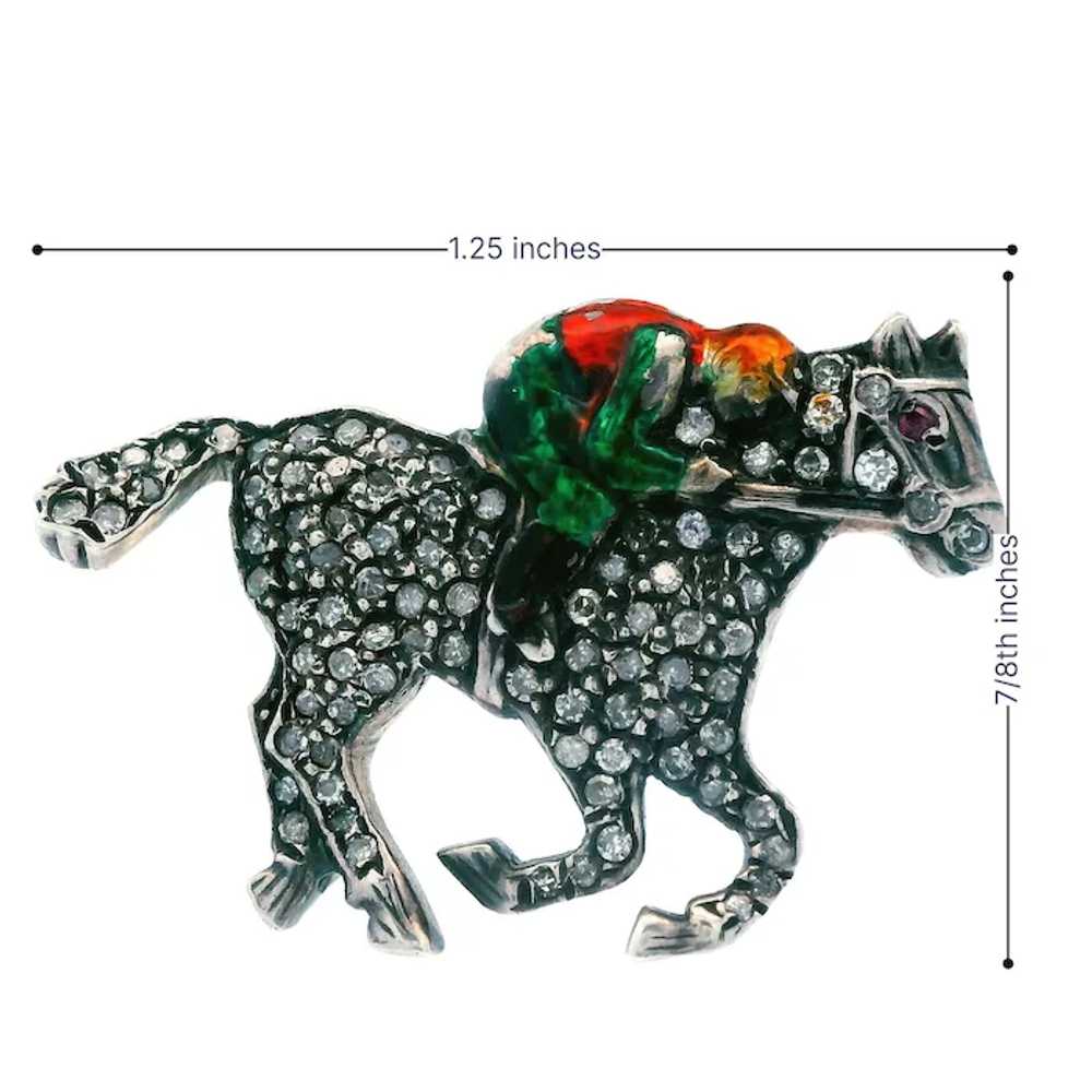 Victorian Diamond Horse w/ Enameled Jockey Pin St… - image 8