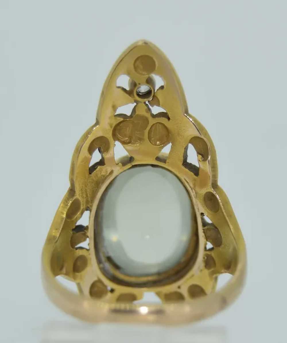 Original Art Nouveau 10K Moonstone & Diamond Ring - image 11