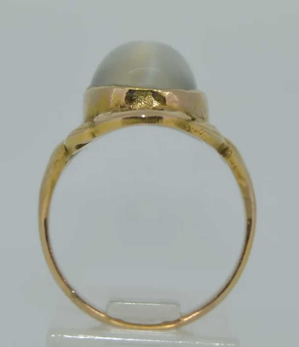 Original Art Nouveau 10K Moonstone & Diamond Ring - image 4