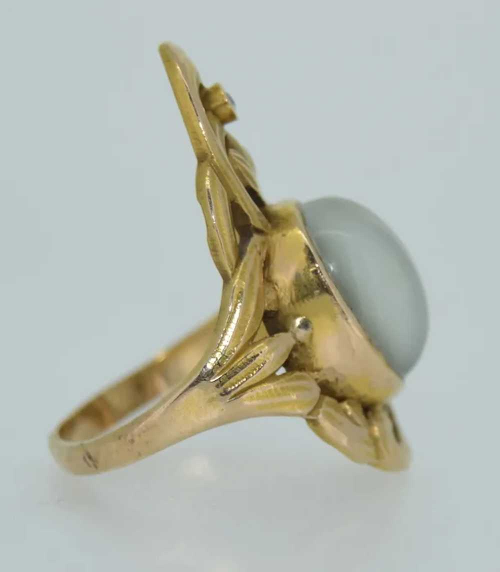 Original Art Nouveau 10K Moonstone & Diamond Ring - image 7