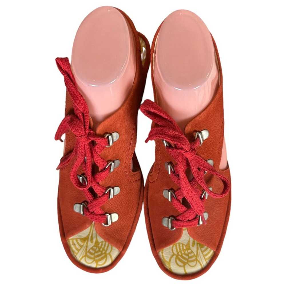 Fly London Ylfa Lace Up Red Leather Open Toe Wedg… - image 4