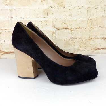 Acne Stack Wood Block Heel Suede Pump Women 40, 9 