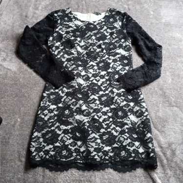 Theory black lace dress with cream lining