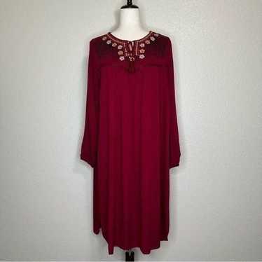 Dabenti Embroidered Sequins Burgundy Long Sleeves 