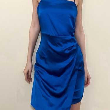 Zara satin effect electric blue mini dress