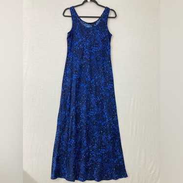 Vintage Adrienne Vittadini Blue Floral 100% Silk … - image 1