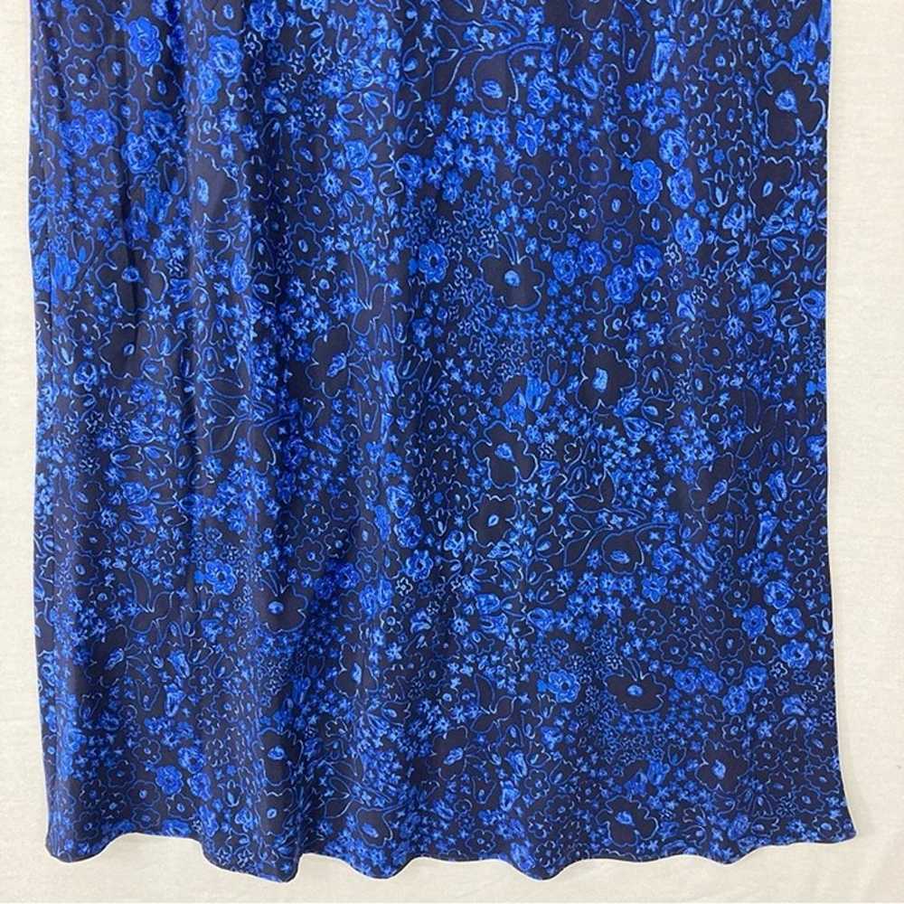 Vintage Adrienne Vittadini Blue Floral 100% Silk … - image 3