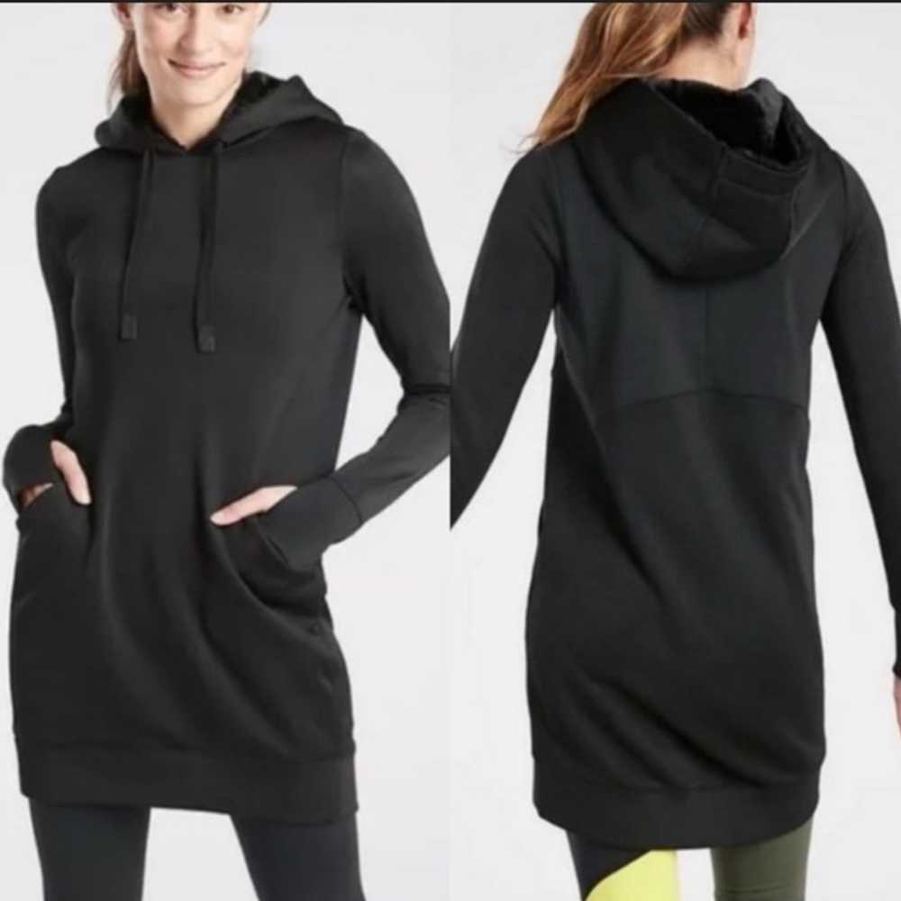 Athleta Triumph Luce shine black pullover faux fu… - image 1