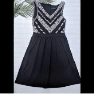 Cynthia Rowley Black/White Knit Dress Lace Bodice
