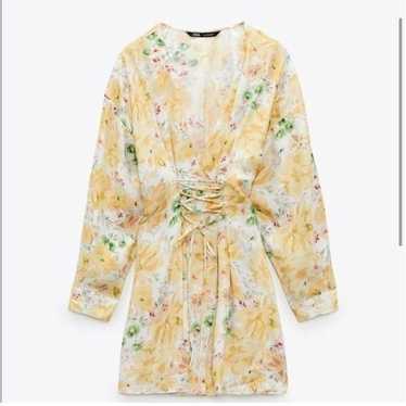 Zara Floral Lace Up Mini Dress