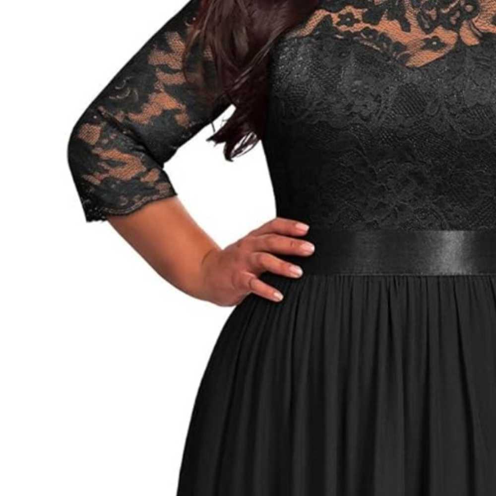 Black Formal vintage Lace Long Dress Gown - image 3