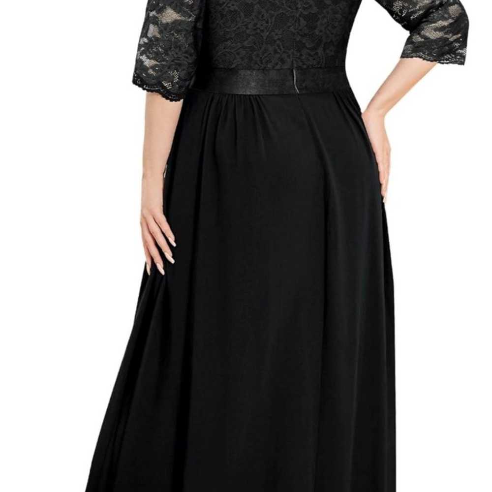 Black Formal vintage Lace Long Dress Gown - image 5