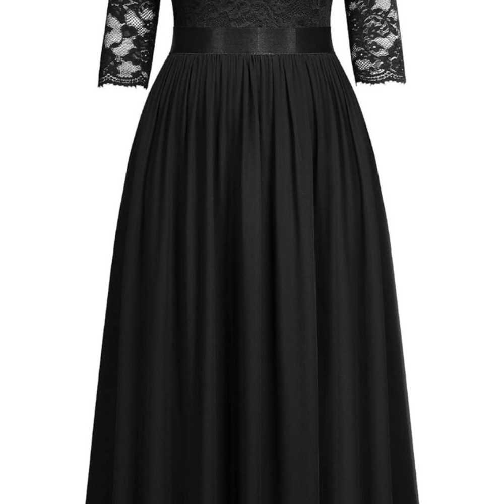 Black Formal vintage Lace Long Dress Gown - image 6
