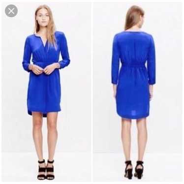 Madewell Blue Silk Index Dress Shirttail Waisted s