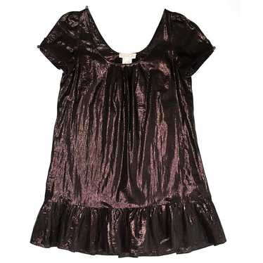 LaRok Metallic Chocolate Silk Babydoll Mini Dress
