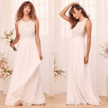 Lulus | Forever and Always White Lace Maxi Dress