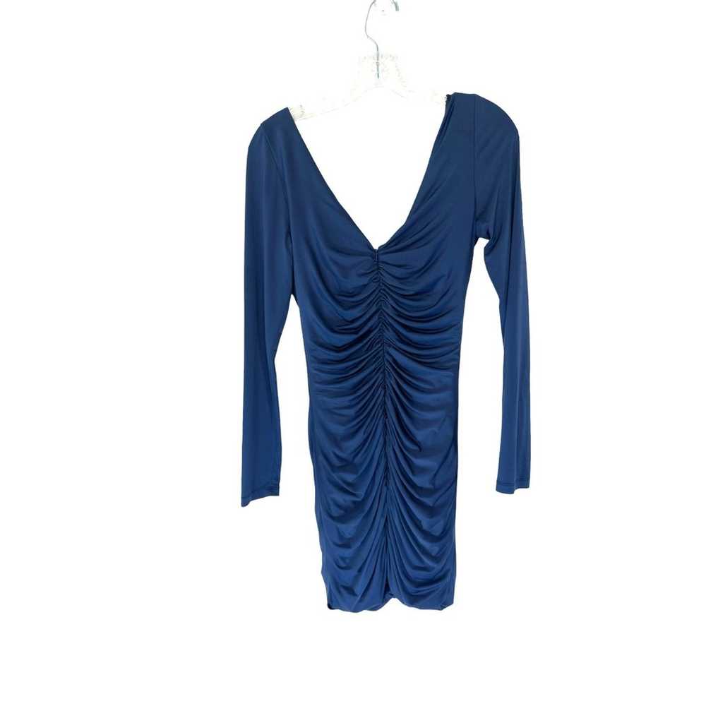 JAYGODFREY Navy Blue V-Neck Long Sleeve Ruched Bo… - image 10