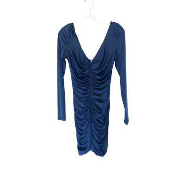 JAYGODFREY Navy Blue V-Neck Long Sleeve Ruched Bo… - image 1