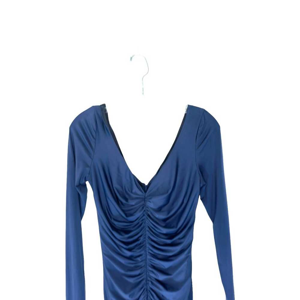 JAYGODFREY Navy Blue V-Neck Long Sleeve Ruched Bo… - image 5