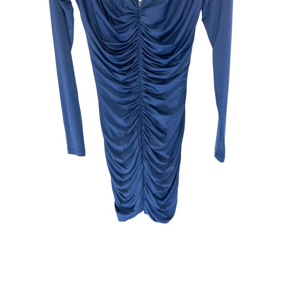 JAYGODFREY Navy Blue V-Neck Long Sleeve Ruched Bo… - image 6