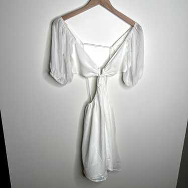 Beginning Boutique White Puff Sleeve Mini Dress