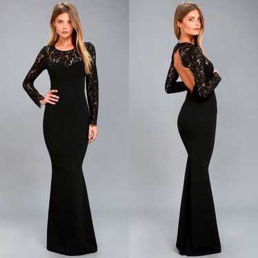 Lulus | Whenever You Call Black Lace Maxi Dress