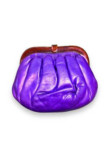 1970s Gucci Purple Calfskin Kiss Lock Clutch