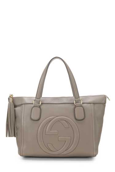 Grey Leather Soho Zip Tote