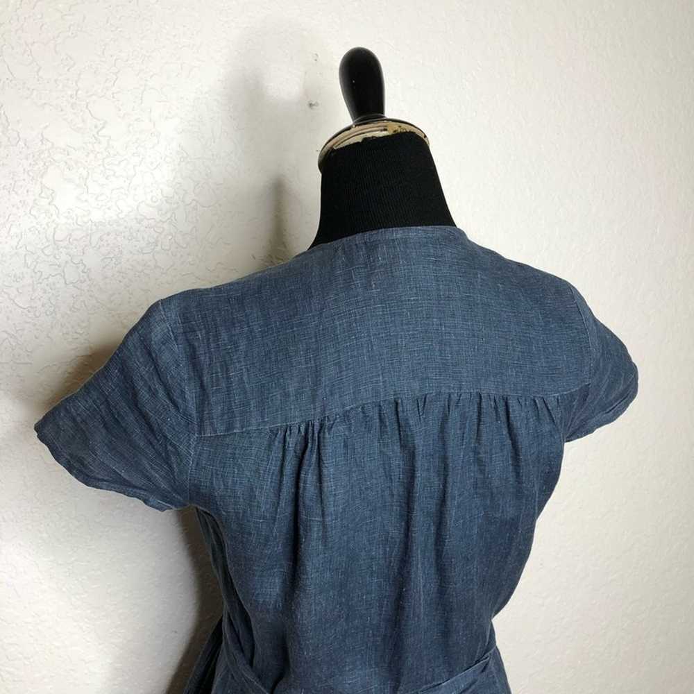 Boden blue chambray linen wrap cap sleeve dress s… - image 10