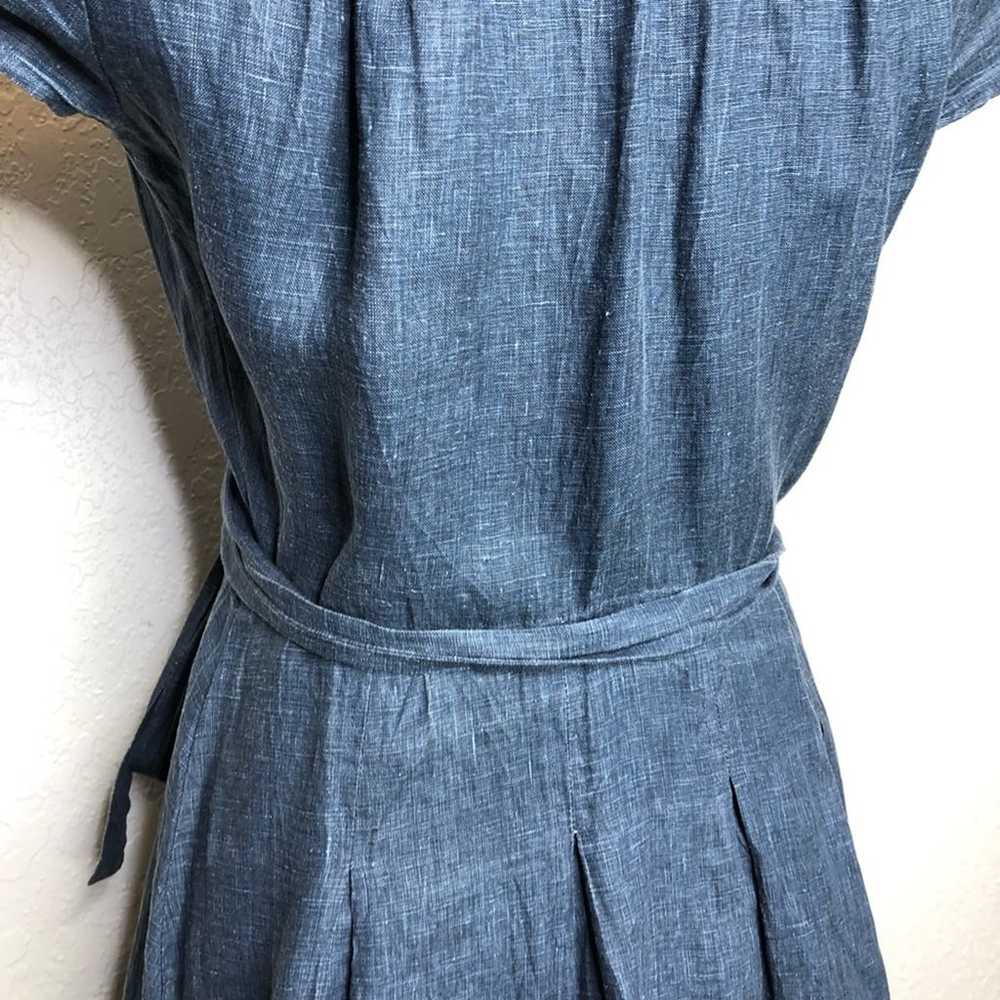 Boden blue chambray linen wrap cap sleeve dress s… - image 11