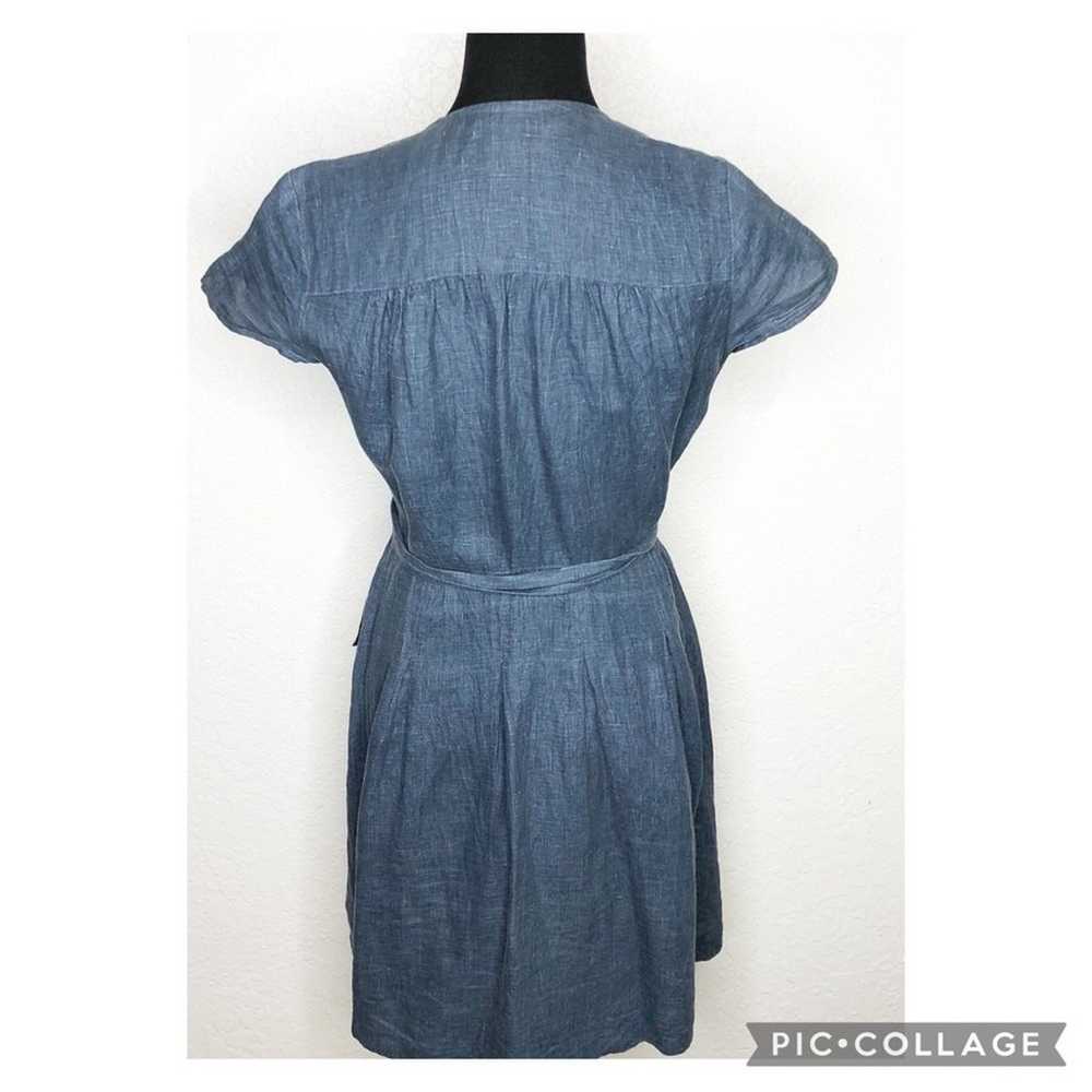 Boden blue chambray linen wrap cap sleeve dress s… - image 12