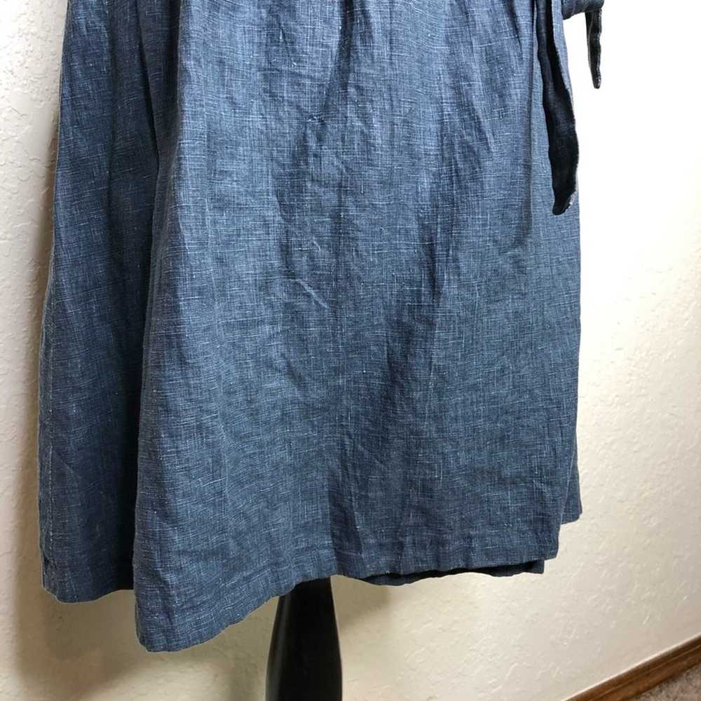 Boden blue chambray linen wrap cap sleeve dress s… - image 4